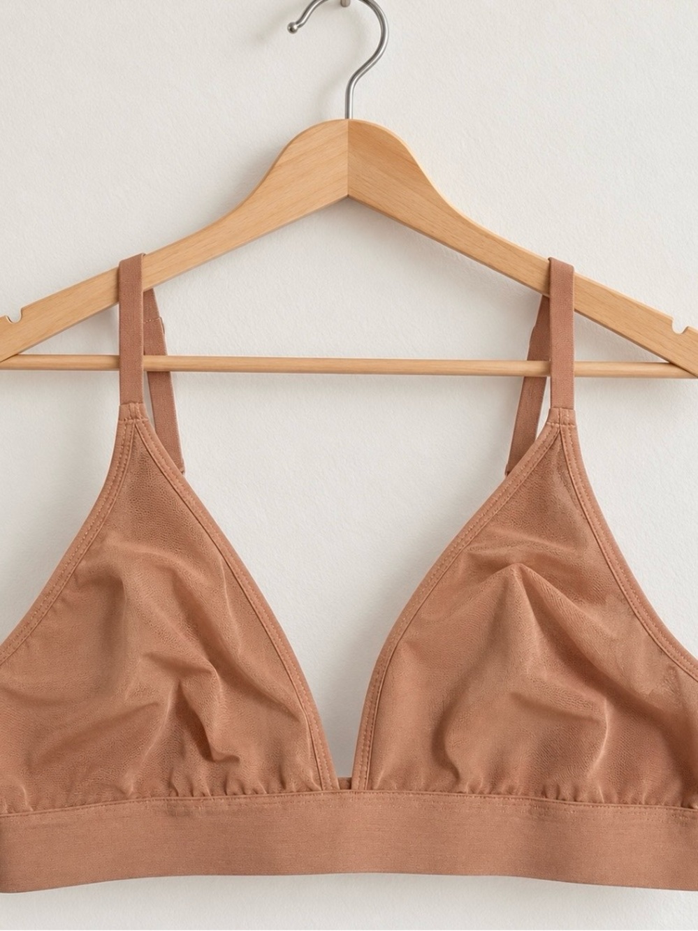 Tan Negative underwear Sieve Triangle Bralette – Mesh – Minimalist – Strappy